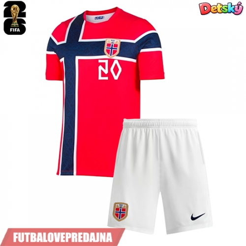 Lacne Dětský Futbalové dres Nórsko Jorgen Strand Larsen #11 MS 2026 Krátky Rukáv - Domáci (+ trenírky)